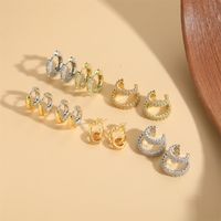 1 Pair Vintage Style Simple Style Commute Round Plating Inlay Copper Zircon 14k Gold Plated Earrings main image 7