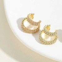 1 Pair Vintage Style Simple Style Commute Round Plating Inlay Copper Zircon 14k Gold Plated Earrings sku image 6