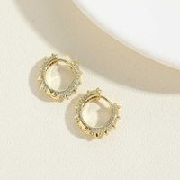 1 Pair Vintage Style Simple Style Commute Round Plating Inlay Copper Zircon 14k Gold Plated Earrings sku image 2