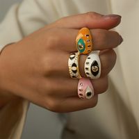 Vacation Simple Style Eye Copper Enamel Plating Inlay Zircon 18k Gold Plated Open Rings main image 4