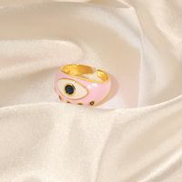 Vacation Simple Style Eye Copper Enamel Plating Inlay Zircon 18k Gold Plated Open Rings main image 5