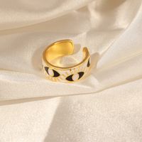 Vacation Simple Style Eye Copper Enamel Plating Inlay Zircon 18k Gold Plated Open Rings main image 6