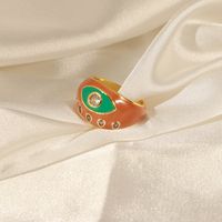 Vacation Simple Style Eye Copper Enamel Plating Inlay Zircon 18k Gold Plated Open Rings main image 7