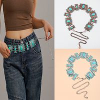 Casual Exaggerated Geometric Alloy Inlay Turquoise Women's Chain Belts main image 1