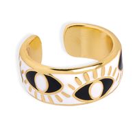 Vacation Simple Style Eye Copper Enamel Plating Inlay Zircon 18k Gold Plated Open Rings sku image 1