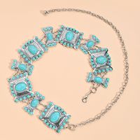 Casual Exaggerated Geometric Alloy Inlay Turquoise Women's Chain Belts main image 7