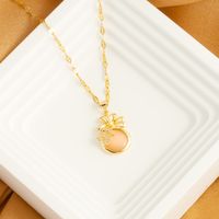 Stainless Steel 18K Gold Plated Sweet Streetwear Plating Inlay Bow Knot Pearl Zircon Pendant Necklace sku image 5
