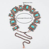 Casual Exaggerated Geometric Alloy Inlay Turquoise Women's Chain Belts sku image 1