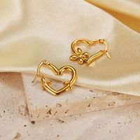 1 Pair Simple Style Heart Shape Butterfly Stainless Steel Hoop Earrings main image 4