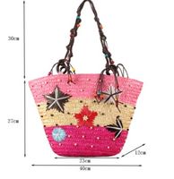 Women's Large Straw Star Cute Vegetable Basket Type Zipper Underarm Bag main image 7