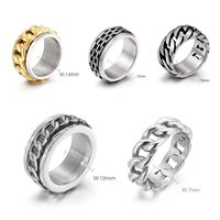 Retro Rock Classic Style Chains Print Twist Stainless Steel Titanium Steel Steel 18K Gold Plated Men's Rings main image 2