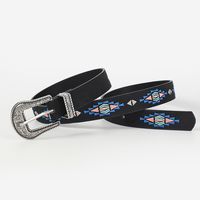 Casual Ethnic Style Flower Argyle Pu Leather Embroidery Women's Leather Belts main image 6