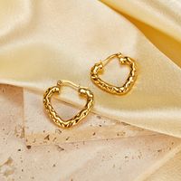 1 Pair Vintage Style Simple Style Heart Shape Stainless Steel Earrings main image 3