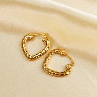 1 Pair Vintage Style Simple Style Heart Shape Stainless Steel Earrings main image 5