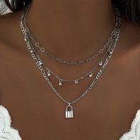 Wholesale Jewelry Simple Style Lock Alloy Iron Copper Pendant Necklace sku image 1