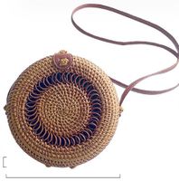 Women's Small Straw Solid Color Vintage Style Ethnic Style Round Hook Loop Bucket Bag sku image 5