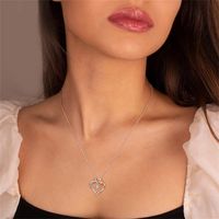 304 Stainless Steel Copper Elegant Simple Style Hollow Out Inlay Letter Heart Shape Rose Zircon Pendant Necklace main image 6