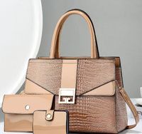 Women's Medium Pu Leather Solid Color Business Square Zipper Bag Sets sku image 3
