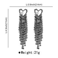 1 Pair Casual Heart Shape Tassel Alloy Rhinestones Drop Earrings sku image 3