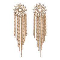 1 Pair Casual Glam Sun Tassel Alloy Rhinestones Drop Earrings main image 6