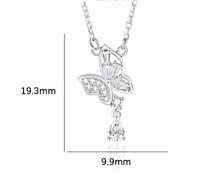 Casual Modern Style Commute Water Droplets Butterfly Sterling Silver Polishing Plating Inlay Zircon Pendant Necklace main image 2