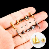 1 Piece Simple Style Human Sword Animal Plating Stainless Steel 14k Gold Plated Ear Studs main image 1