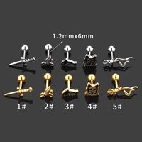 1 Piece Simple Style Human Sword Animal Plating Stainless Steel 14k Gold Plated Ear Studs main image 2