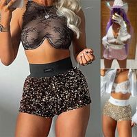 Women's Daily Vintage Style Solid Color Shorts Sequins Shorts main image 1