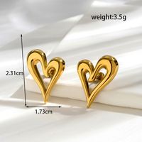 Simple Style Heart Shape Stainless Steel Plating 18k Gold Plated Rings Earrings sku image 5