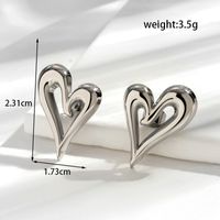 Simple Style Heart Shape Stainless Steel Plating 18k Gold Plated Rings Earrings sku image 6