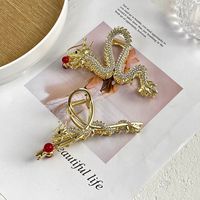 Femmes Chinoiseries Dragon Alliage Incruster Strass Perle Griffes De Cheveux main image 5