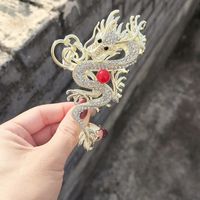 Femmes Chinoiseries Dragon Alliage Incruster Strass Perle Griffes De Cheveux sku image 3