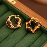 1 Pair Retro Round Enamel Copper Hoop Earrings main image 6