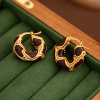 1 Pair Retro Round Enamel Copper Hoop Earrings sku image 1