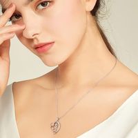 Élégant Romantique Lettre Forme De Cœur Rose Acier Inoxydable Le Cuivre Placage Incruster Zircon Plaqué Or 14k Pendentif main image 4