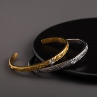 316 Stainless Steel  18K Gold Plated Glam Retro Plating Inlay Geometric Zircon Cuff Bracelets main image 7