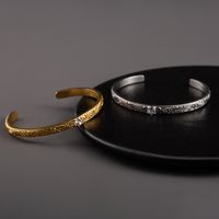 316 Stainless Steel  18K Gold Plated Glam Retro Plating Inlay Geometric Zircon Cuff Bracelets main image 4