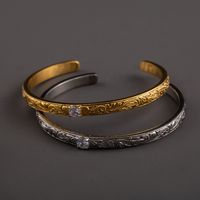 316 Stainless Steel  18K Gold Plated Glam Retro Plating Inlay Geometric Zircon Cuff Bracelets main image 3