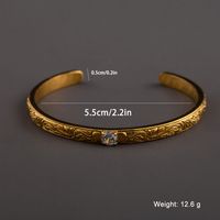 316 Stainless Steel  18K Gold Plated Glam Retro Plating Inlay Geometric Zircon Cuff Bracelets main image 2