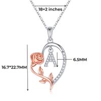 Elegant Romantic Letter Heart Shape Rose Stainless Steel Copper Plating Inlay Zircon 14k Gold Plated Pendant Necklace main image 2