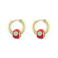 Casual Simple Style Classic Style Heart Shape Eye Flower Stainless Steel Titanium Steel Plating Inlay Resin Zircon Gold Plated Bracelets Earrings sku image 1