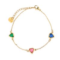 Casual Simple Style Classic Style Heart Shape Eye Flower Stainless Steel Titanium Steel Plating Inlay Resin Zircon Gold Plated Bracelets Earrings sku image 2