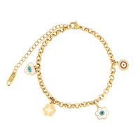 Casual Simple Style Classic Style Heart Shape Eye Flower Stainless Steel Titanium Steel Plating Inlay Resin Zircon Gold Plated Bracelets Earrings sku image 3