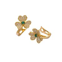 1 Pair Ig Style Flower Inlay Copper Zircon Huggie Earrings main image 6