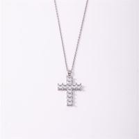 Wholesale Simple Style Cross 304 Stainless Steel Copper Plating Inlay K Gold Plated Rhodium Plated Zircon Pendant Necklace main image 9