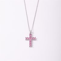Wholesale Simple Style Cross 304 Stainless Steel Copper Plating Inlay K Gold Plated Rhodium Plated Zircon Pendant Necklace main image 10