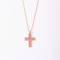 Wholesale Simple Style Cross 304 Stainless Steel Copper Plating Inlay K Gold Plated Rhodium Plated Zircon Pendant Necklace main image 8