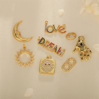 1 Pièce Décontractée Sucré Soleil Lettre Lune Le Cuivre Émail Incruster Bijoux Accessoires main image 1