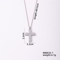 Wholesale Simple Style Cross 304 Stainless Steel Copper Plating Inlay K Gold Plated Rhodium Plated Zircon Pendant Necklace sku image 1