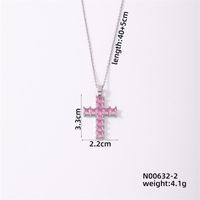 Wholesale Simple Style Cross 304 Stainless Steel Copper Plating Inlay K Gold Plated Rhodium Plated Zircon Pendant Necklace sku image 2